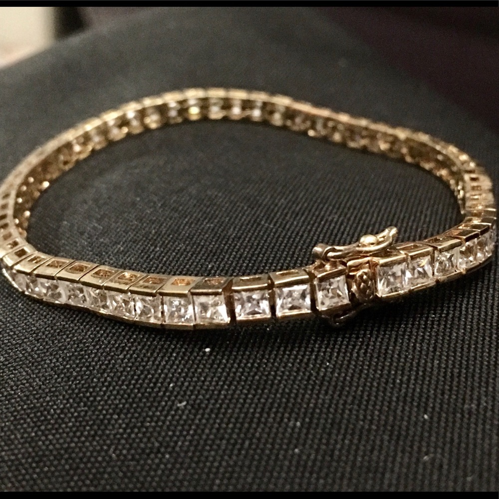 7.5 square cut CZ Tennis Bracelet